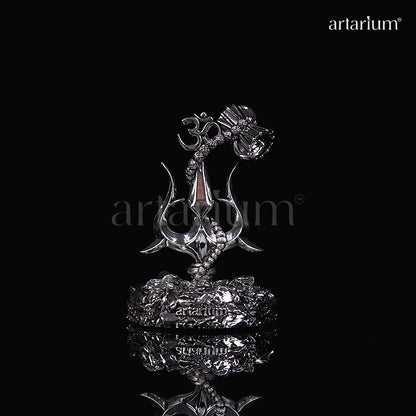 Lord Shiva Trishul With Damru Silver Plated