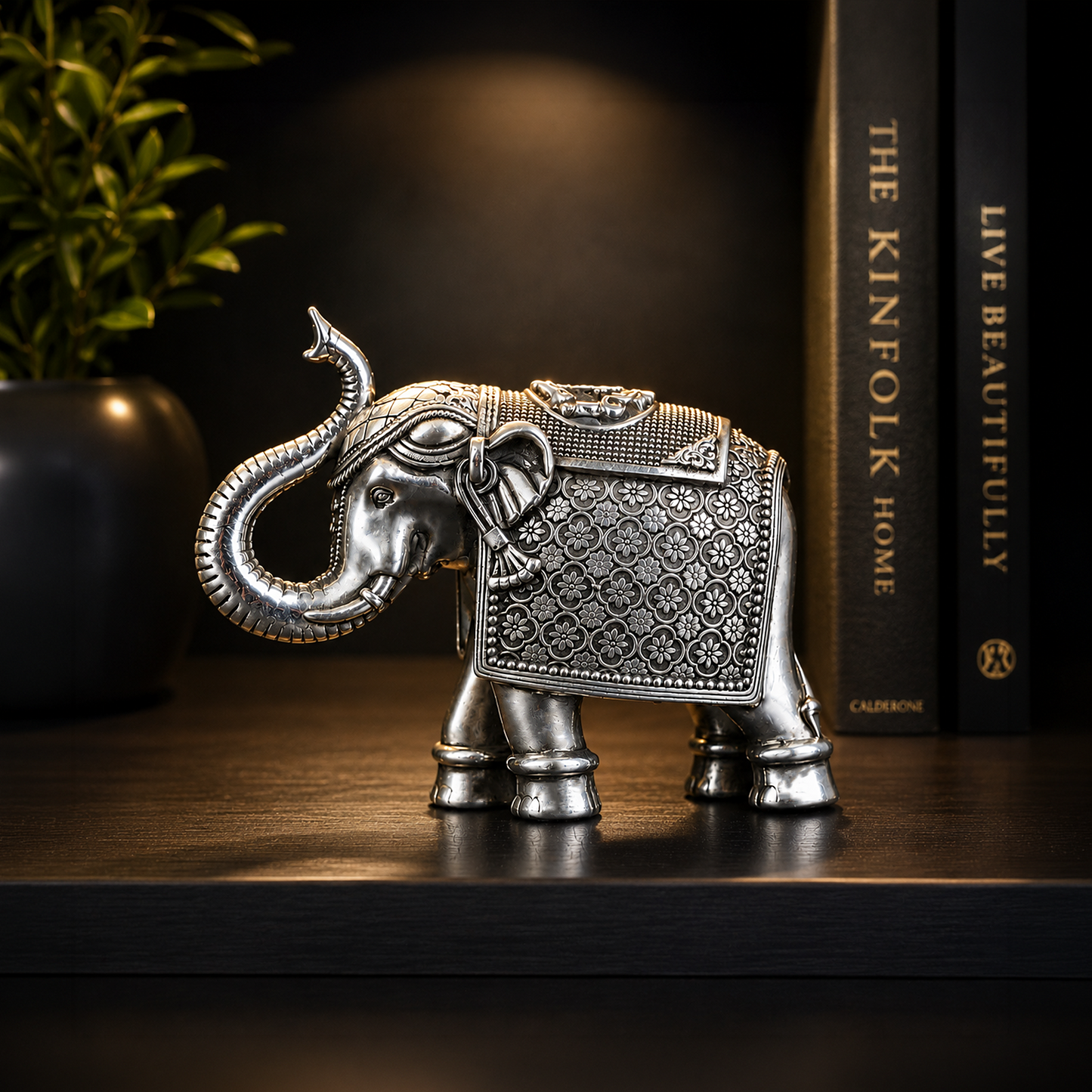Antique Royal Elephant Pair Silver Plated 