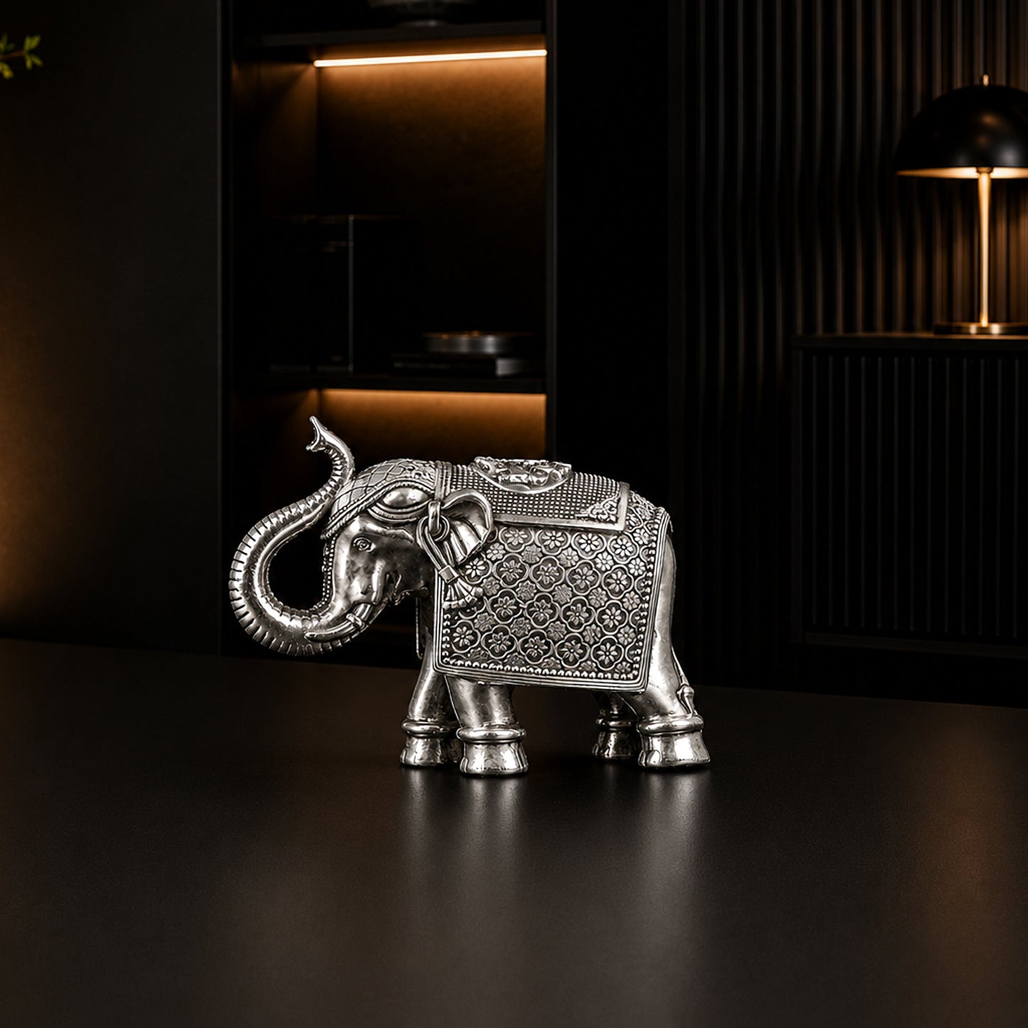 Antique Royal Elephant Pair Silver Plated 