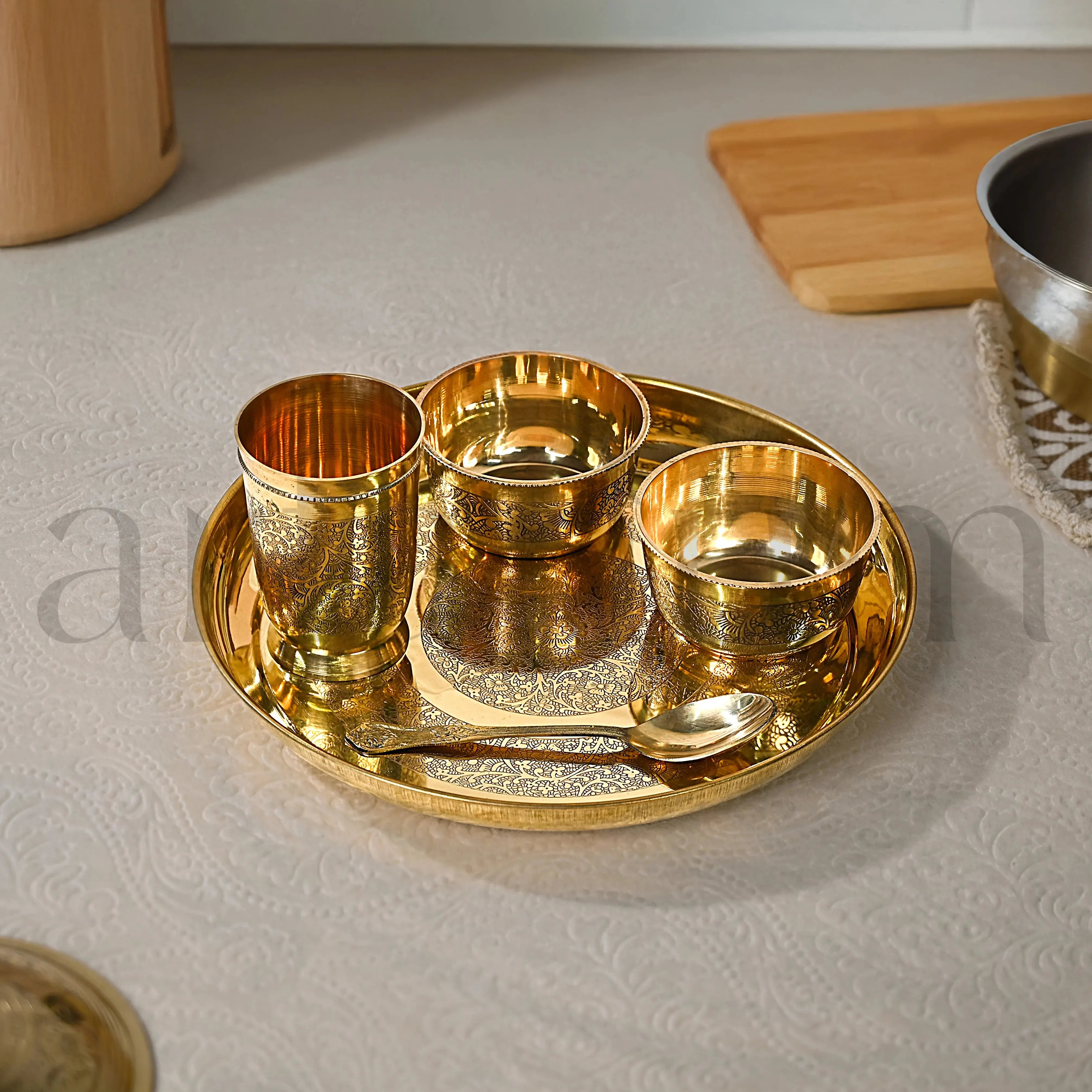 Brass Thali- Set of 5 theartarium