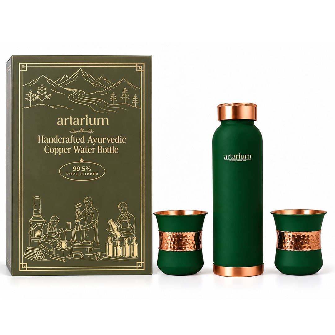 Copper Bottle with Cups with Premium Packaging 