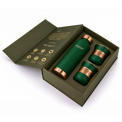 Copper Bottle with Cups with Premium Packaging 