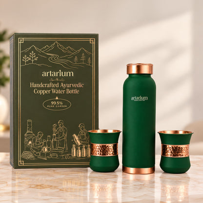 Copper Bottle with Cups with Premium Packaging 