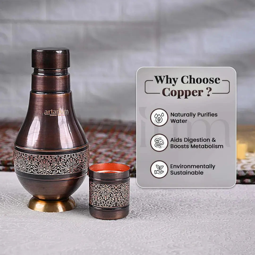 Antique Etching Pear Copper Jar with Gift Box theartarium